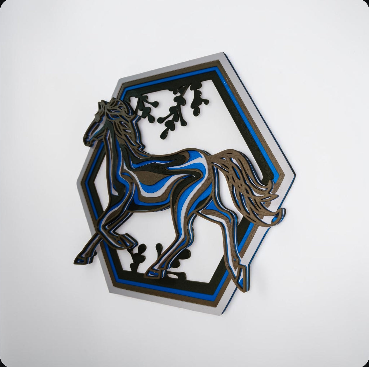 Azure Run – Modern Layered Horse Wall Art