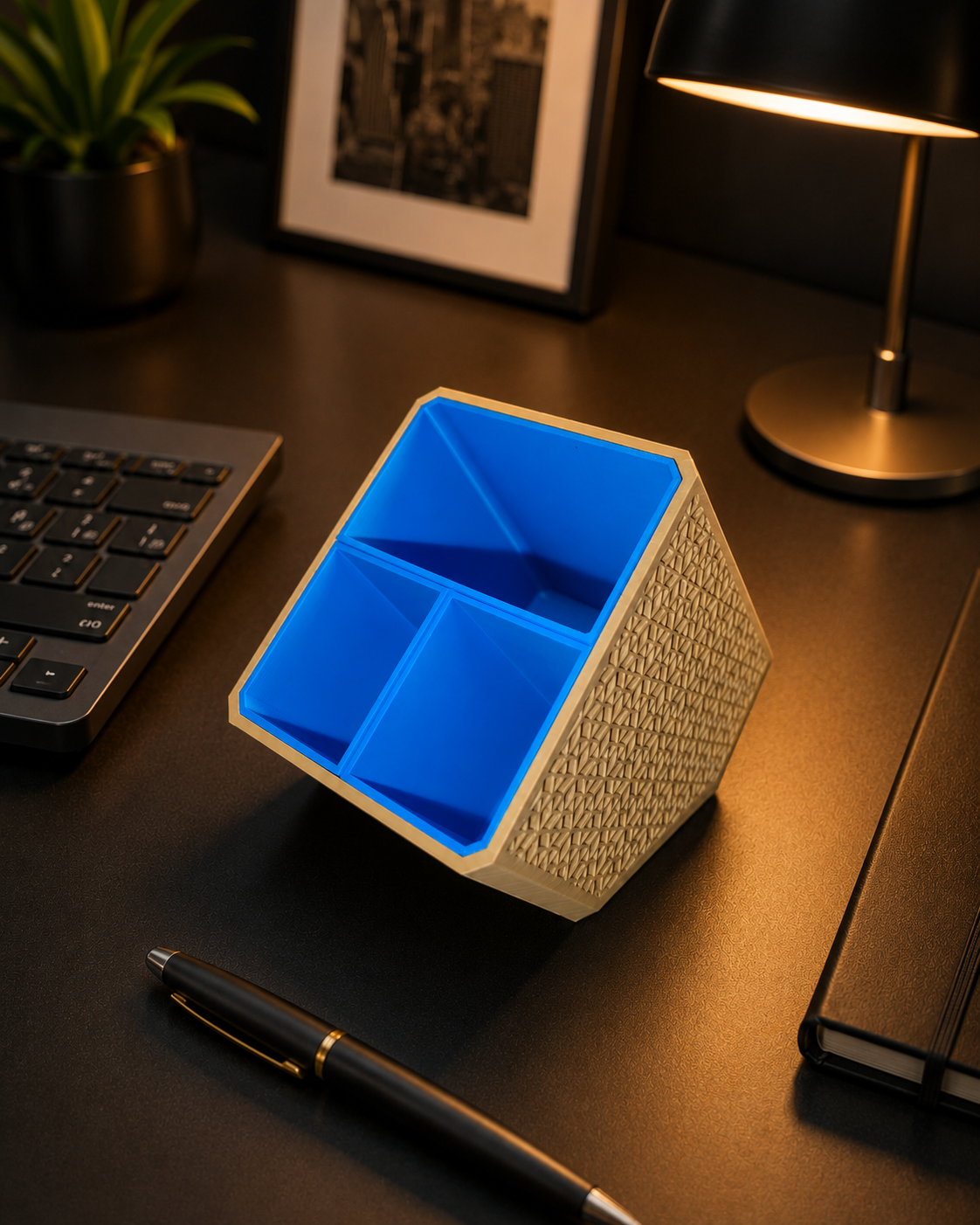 Kumiko Desk Organizer – Geometric Desktop Organizer for Office & Study