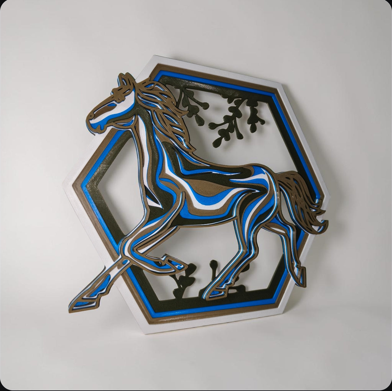 Azure Run – Modern Layered Horse Wall Art