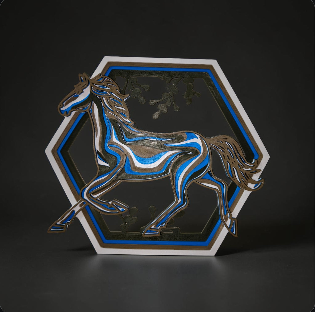 Azure Run – Modern Layered Horse Wall Art
