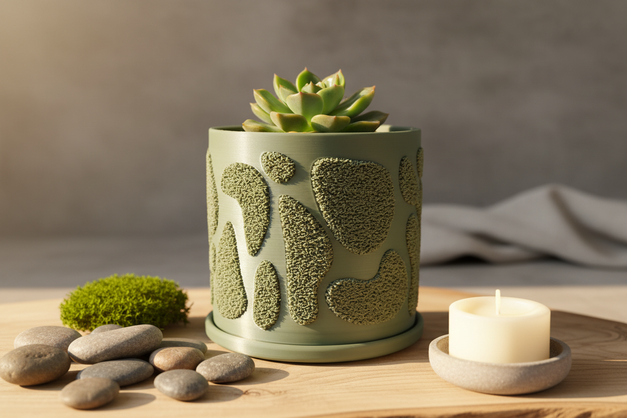 HARSIO Terrapebble Planter – 3.5 Inch Textured Minimal Desk Decor